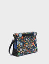 Vali Crossbody Small Black And Royal Blue Leather Bag - Flowers