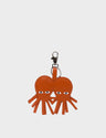 Twin Octopus Charm - Cinnamon Leather Keychain