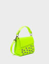 Anastasio Micro Crossbody Handbag Neon Yellow Leather - Eyes Embroidery