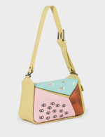 Houston Cocoon Leather Shoulder Bag - Happy Clouds Embroidery - Main View