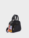 Marino Mini Crossbody Black And Neon Orange Leather Bag - Groovy Rainbow Design