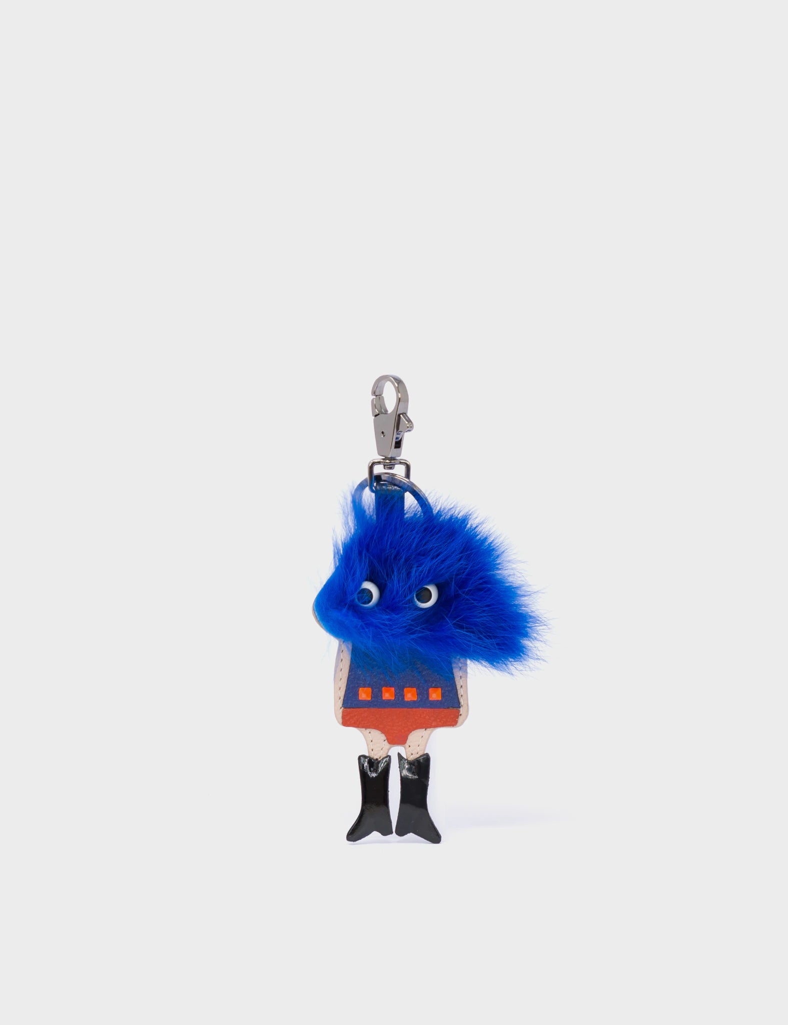 Monster Charm Royal Blue Fur and Black Leather Boots Min Mon