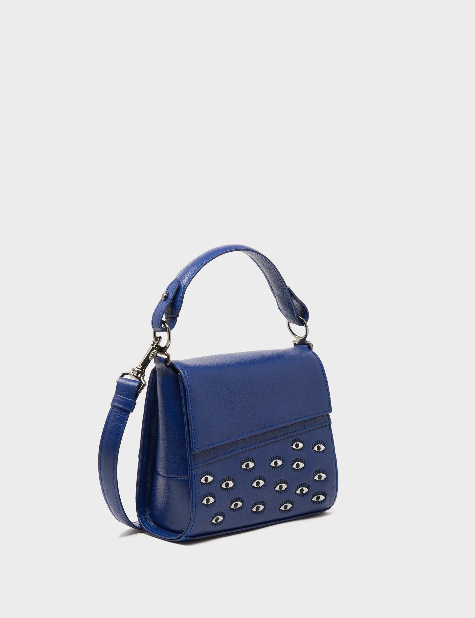 Blue leather top crossbody purse