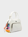 Marino Medium Cream Crossbody Leather Bag - Groovy Rainbow Design