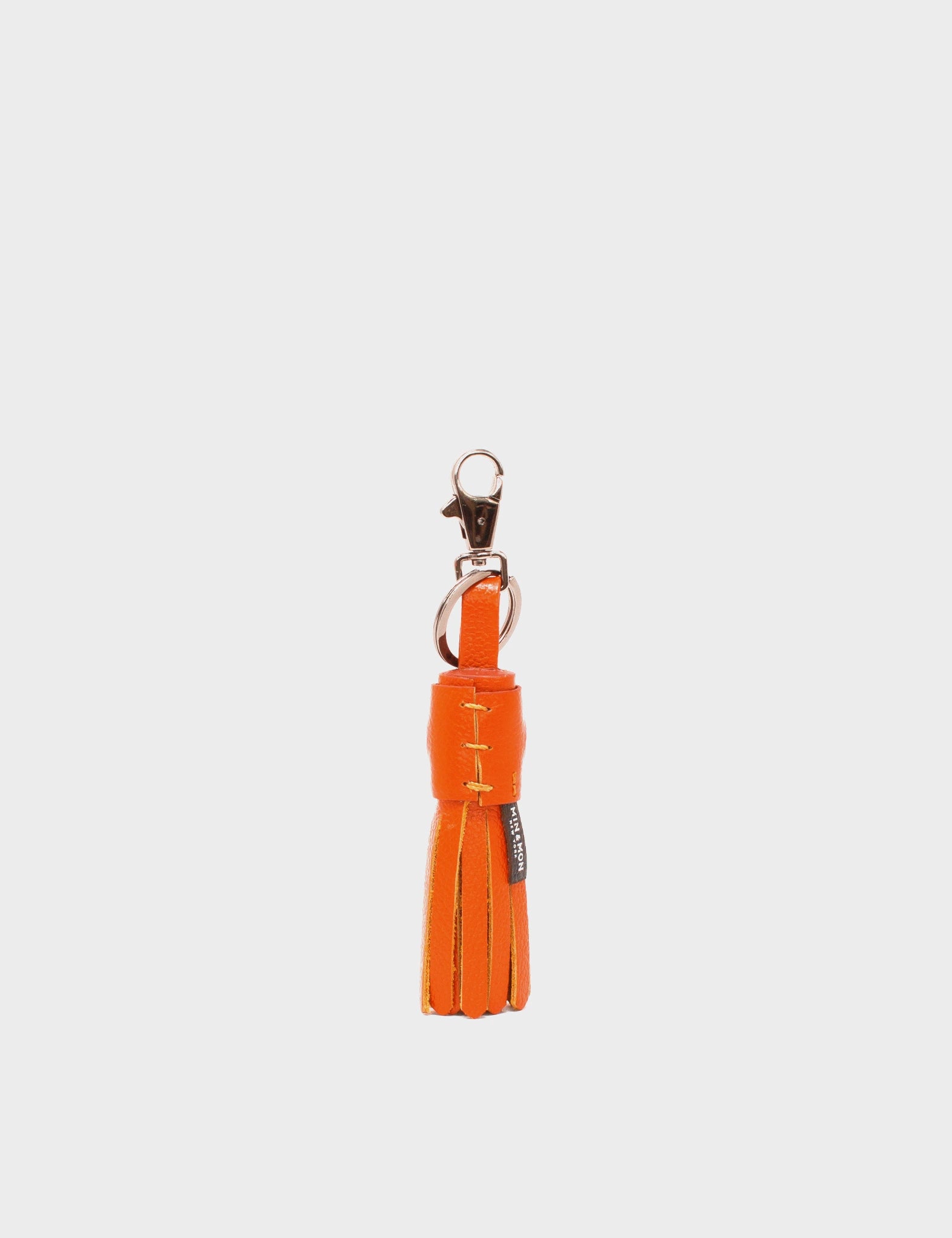 Calamari Charm - Neon Orange Leather Keychain - Back 