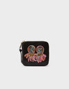 Fedor Black Leather Wallet - Groovy Rainbow Embroidery