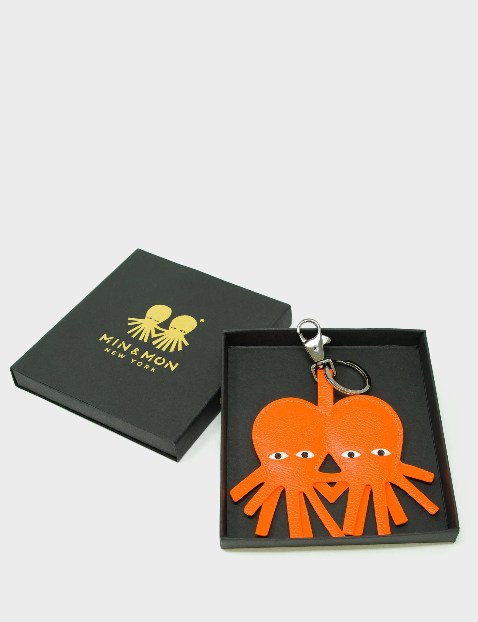 Octotwins Charm - Neon Orange Leather Keychain - Box