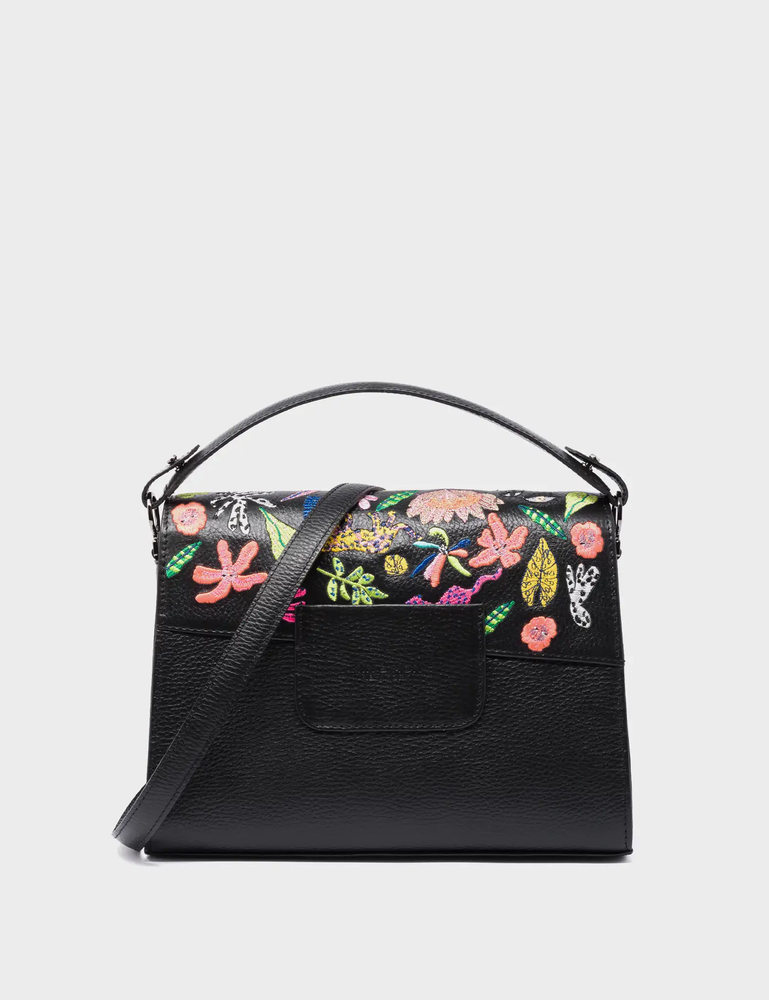 Anastasio Medium Crossbody Handbag Back Leather - El Trópico Print and Embroidery Design - Back 