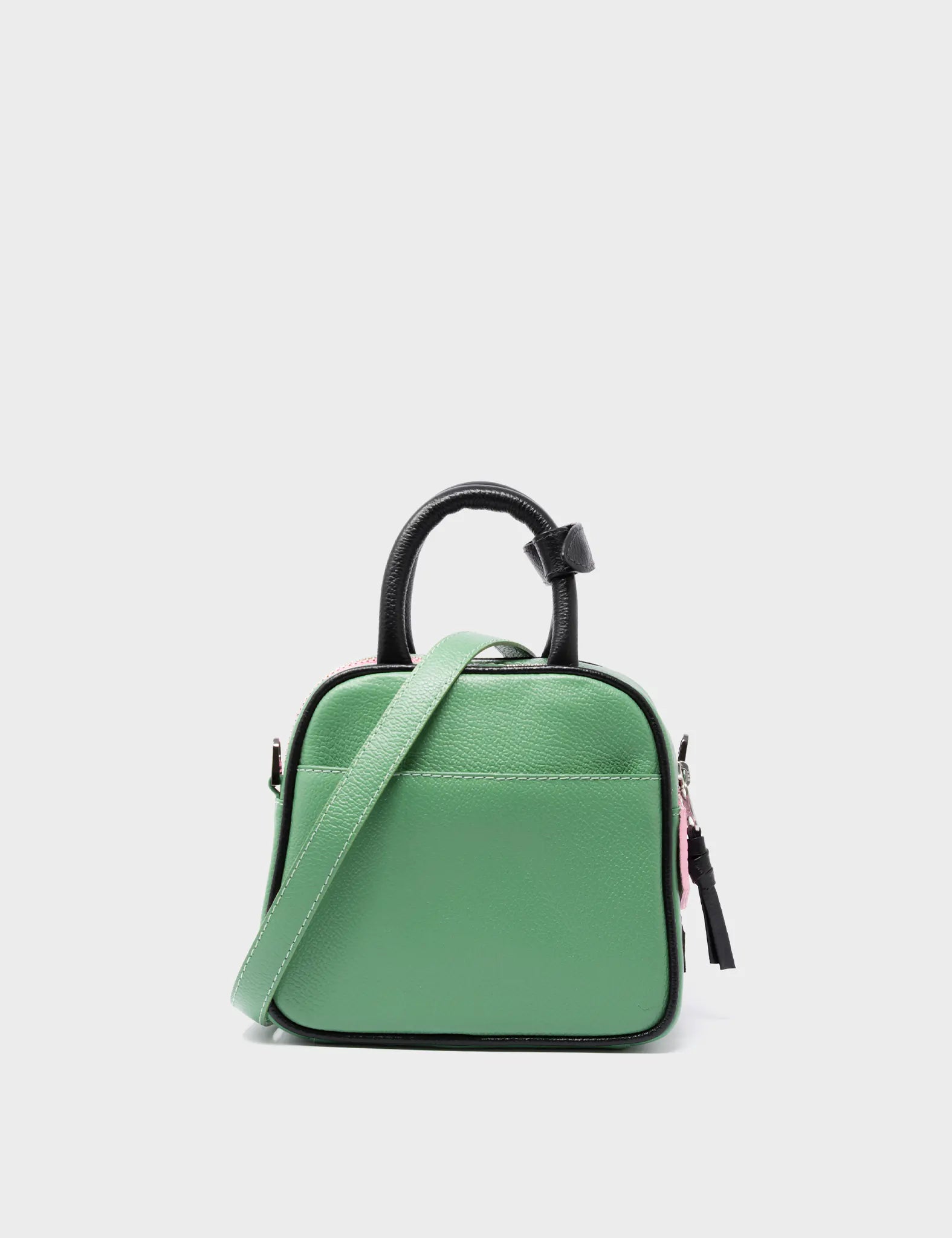 Marino Mini Crossbody Green Leather Bag - El Tropico Print & Embroidery Design - Back