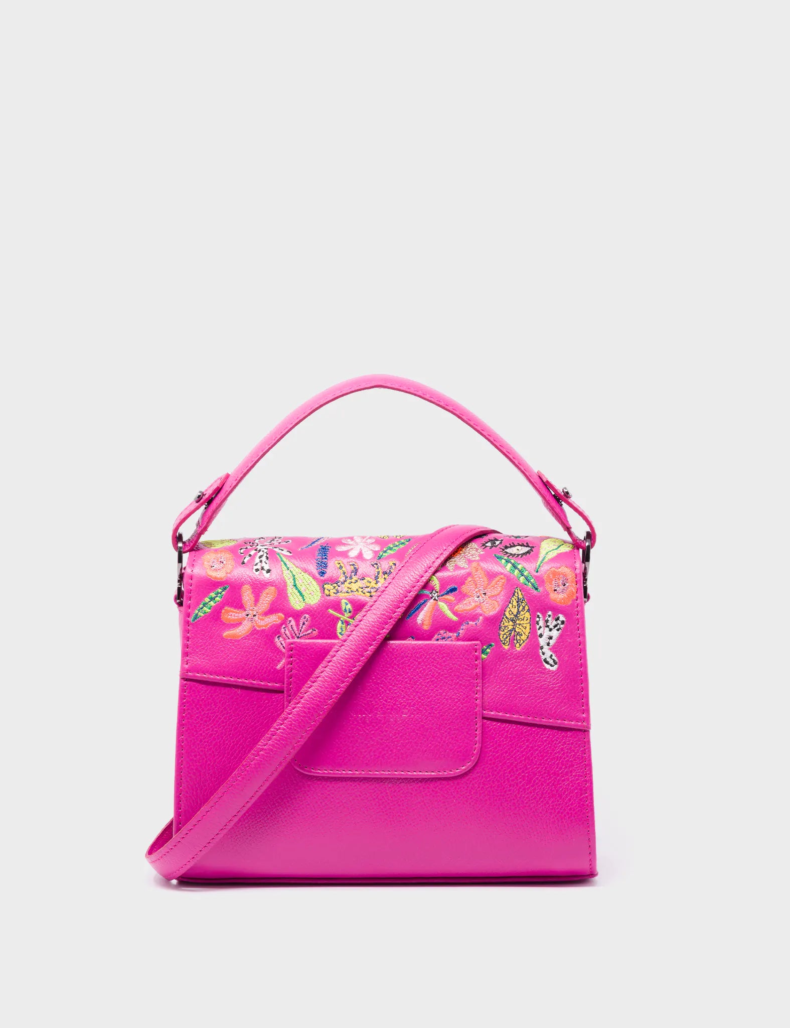 Anastasio Mini Crossbody Handbag Violet Leather - El Trópico Embroidery Design - Back