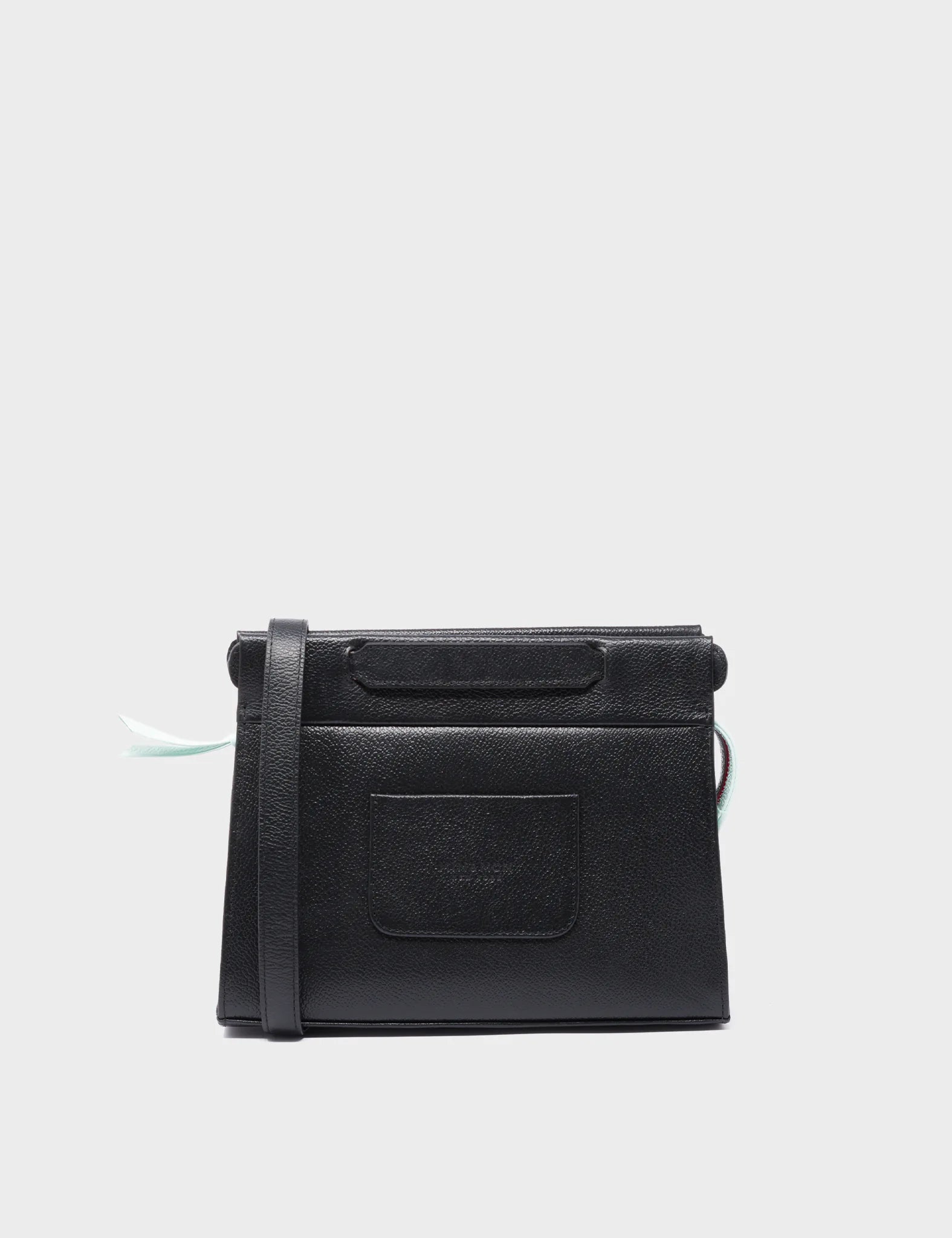 Vali Crossbody Small Black Leather Bag - El Tropico Print and Embroidery Design - Back