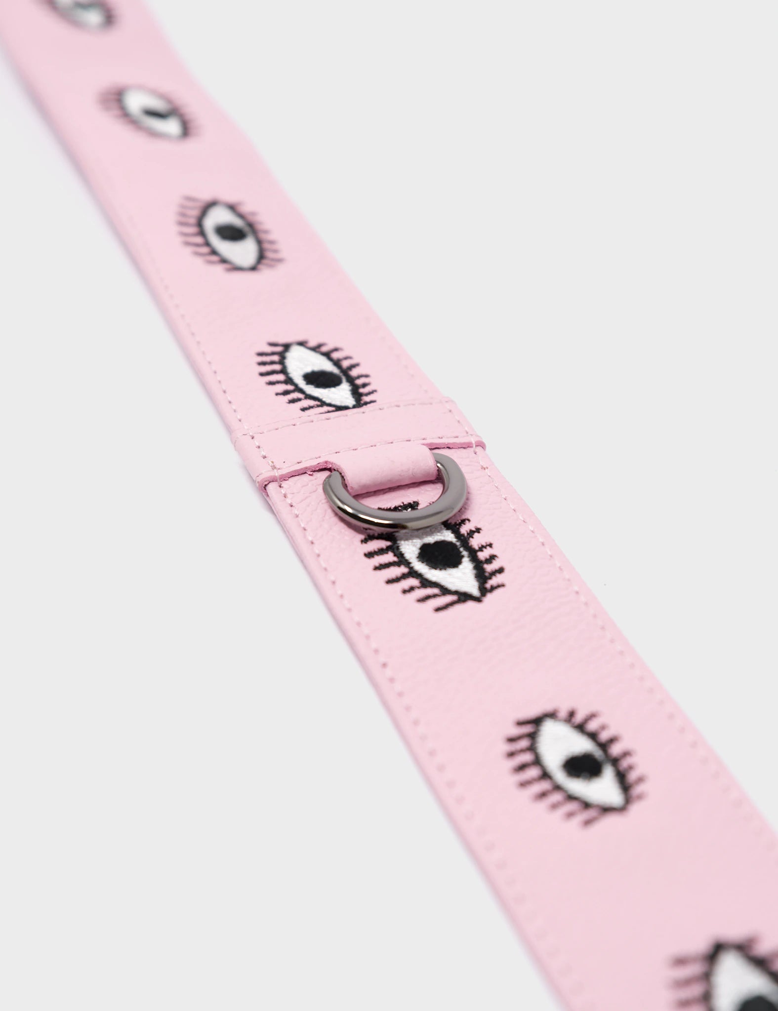 Detachable Lilac Leather Shoulder Strap - All Over Eyes Embroidery - Detail 