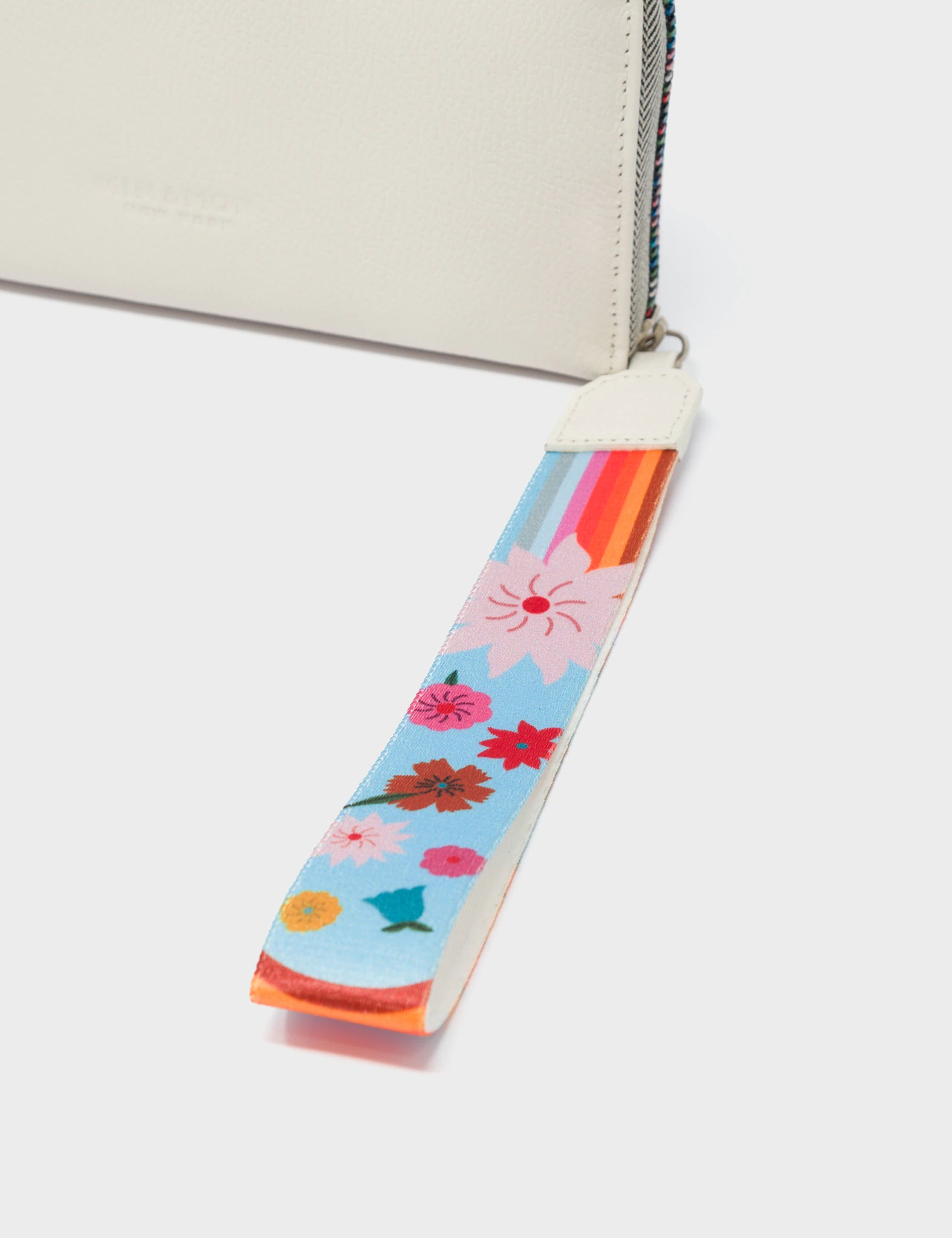 Francis Cream Leather Wallet - Groovy Rainbow Design - handle 