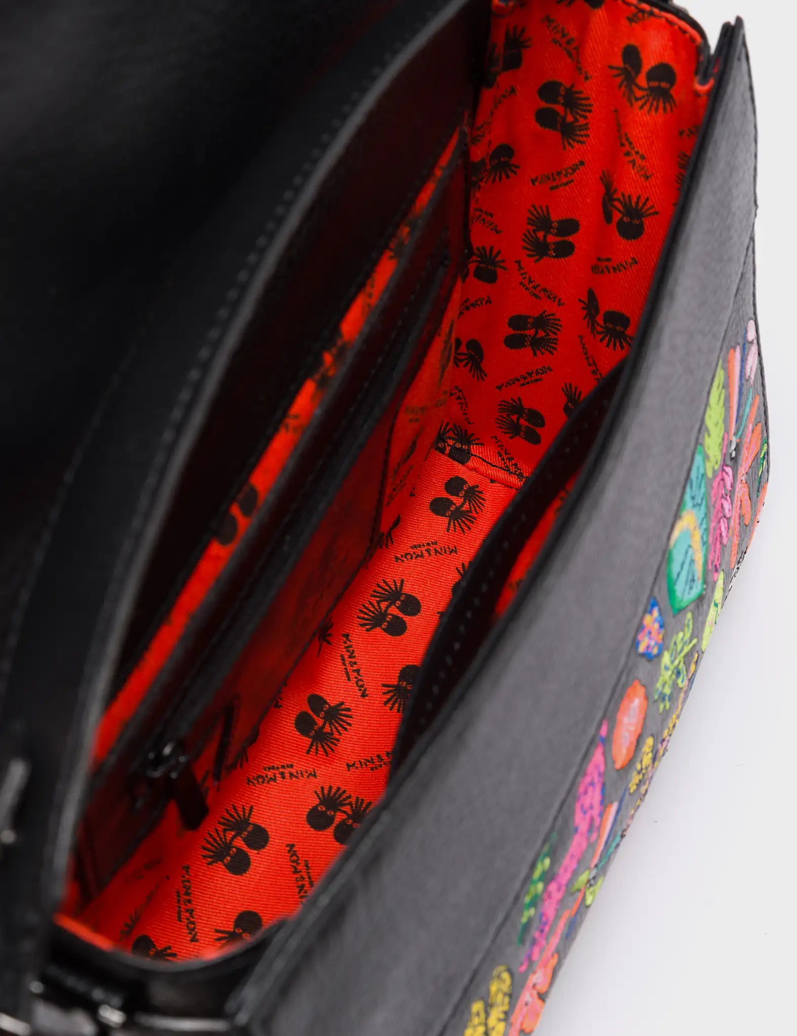 Anastasio Medium Crossbody Handbag Back Leather - El Trópico Print and Embroidery Design - Inside