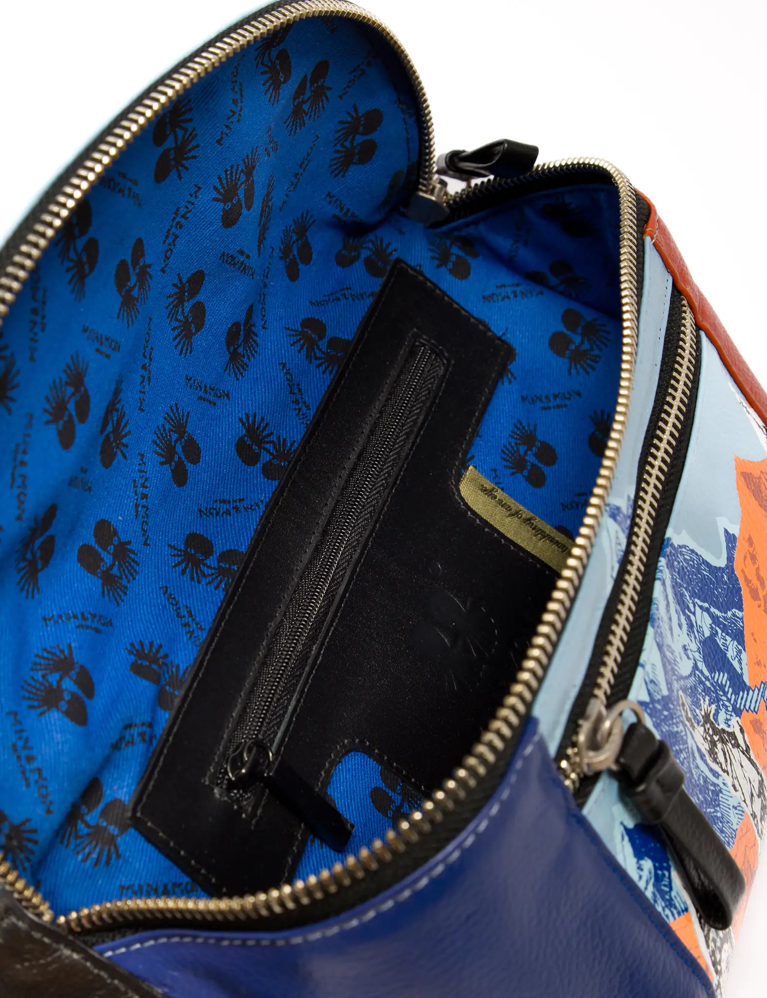 Bag Fanny Pack Royal Blue Leather - NYC Skyline Print - Inside