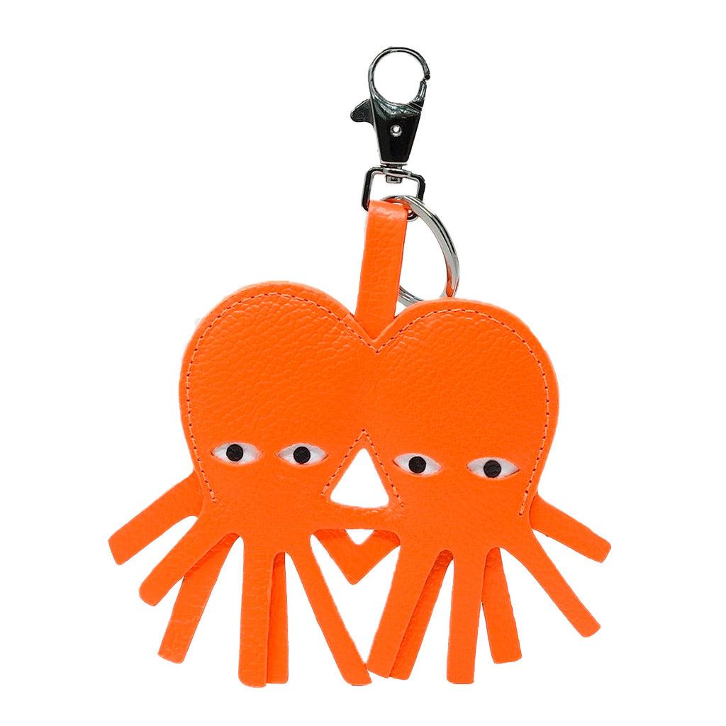 Octotwins Charm - Neon Orange Leather Keychain – Min & Mon