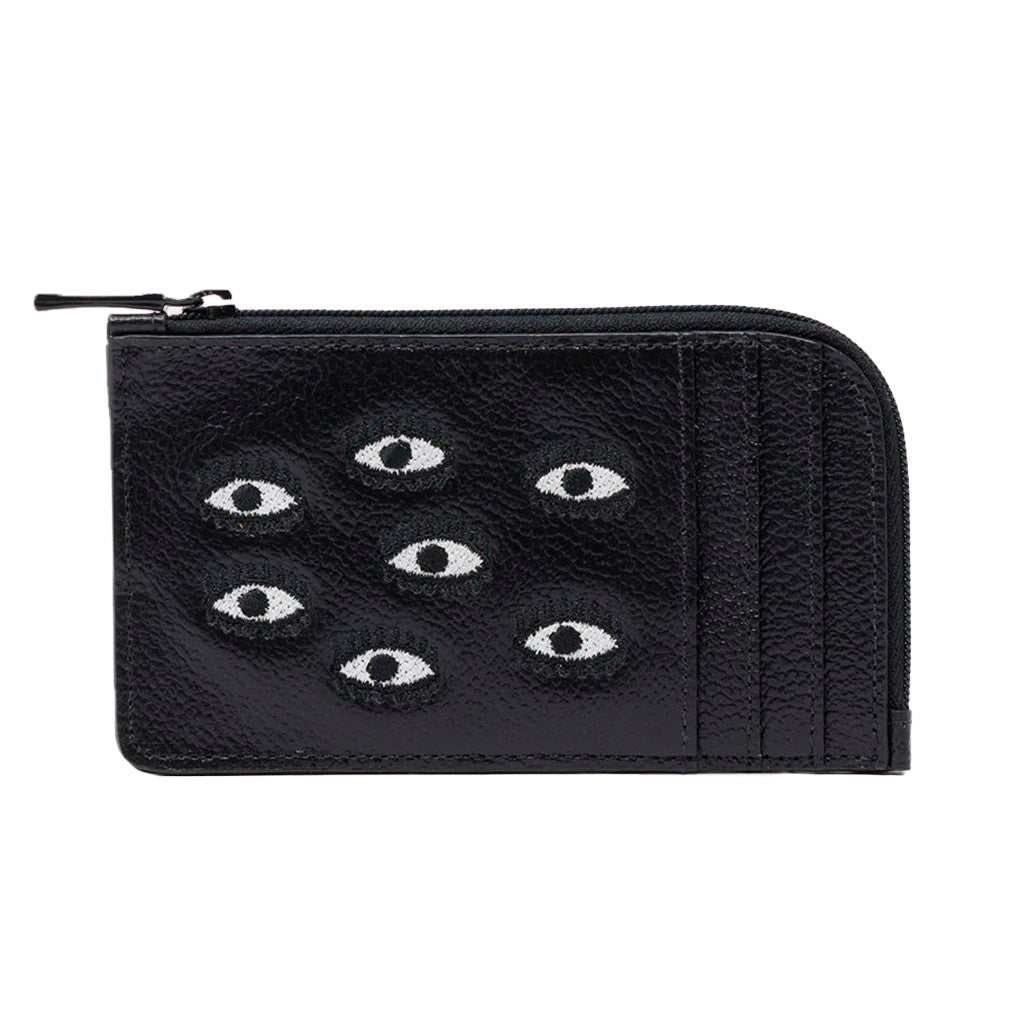 Fausto Wallet - Black Leather All Over Eyes Embroidery – Min & Mon