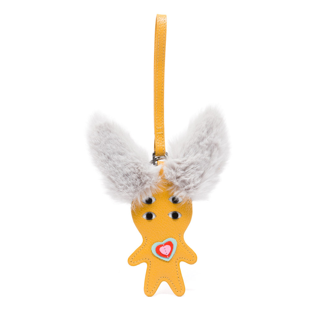 Fluffy Fella Charm - Marigold Leather Bag Charm – Min & Mon