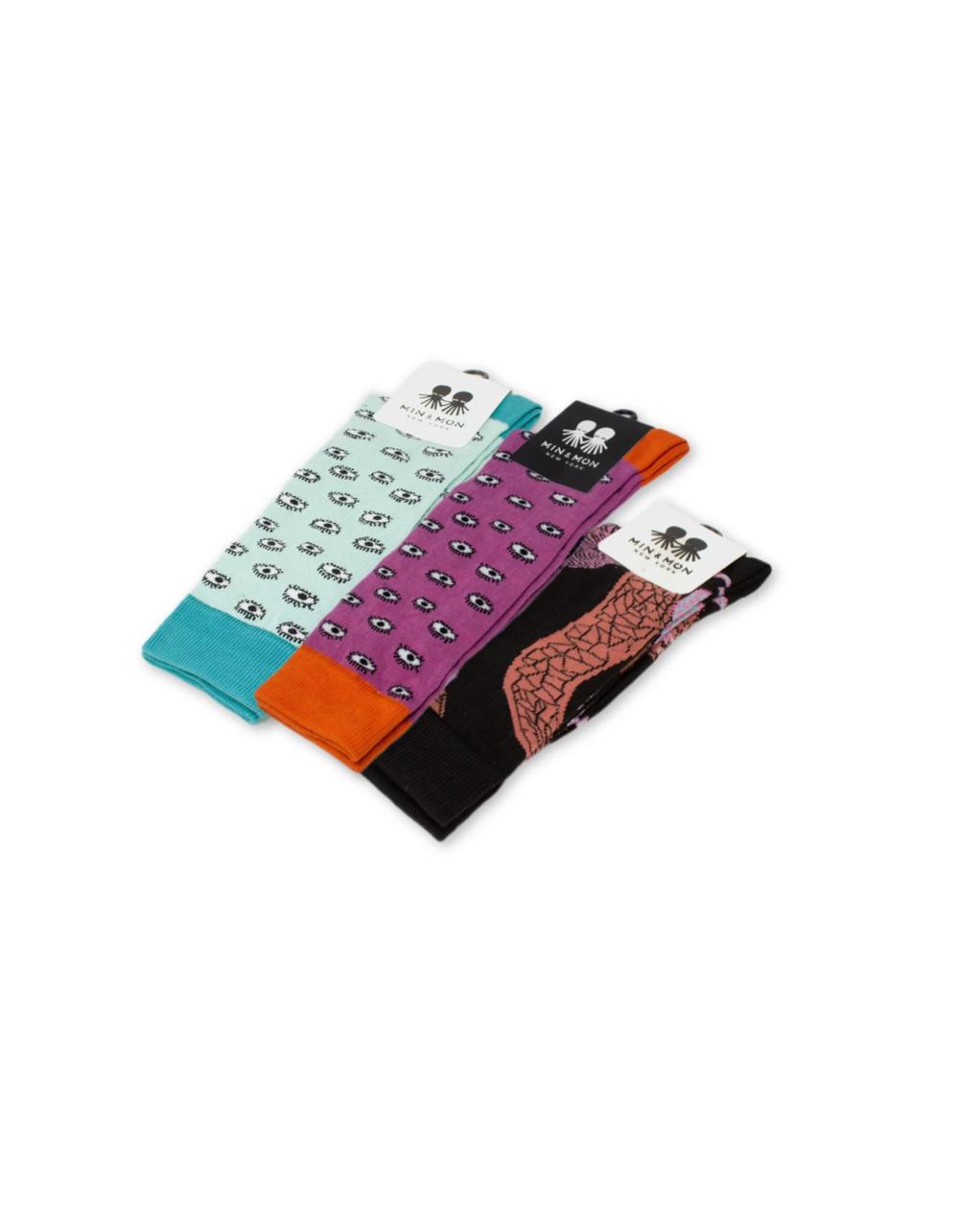 Set of 3 Socks - All Over Eyes and Tangle Rumble Pack View