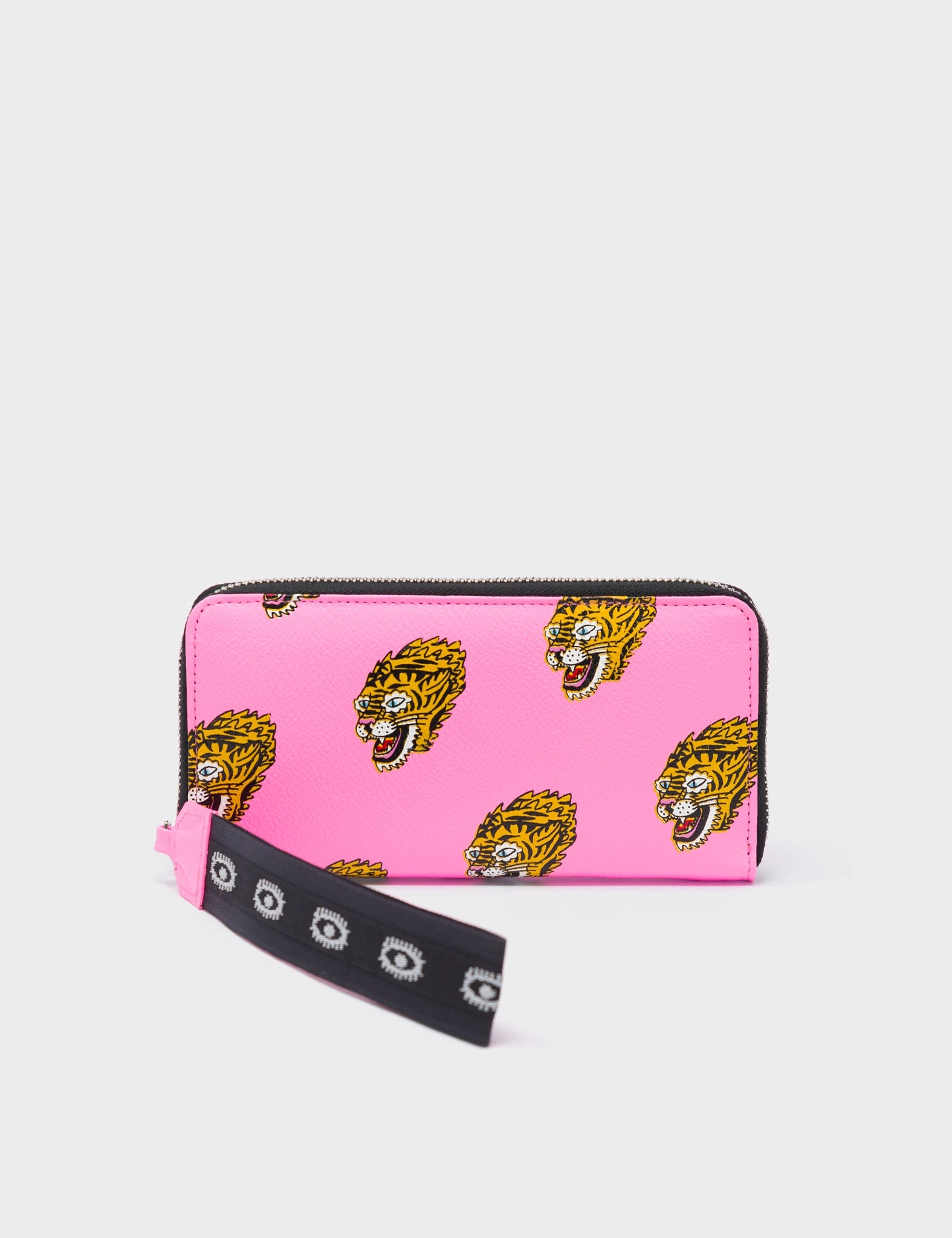 Francis Bubblegum Pink Leather Wallet Blazing Tiger Print