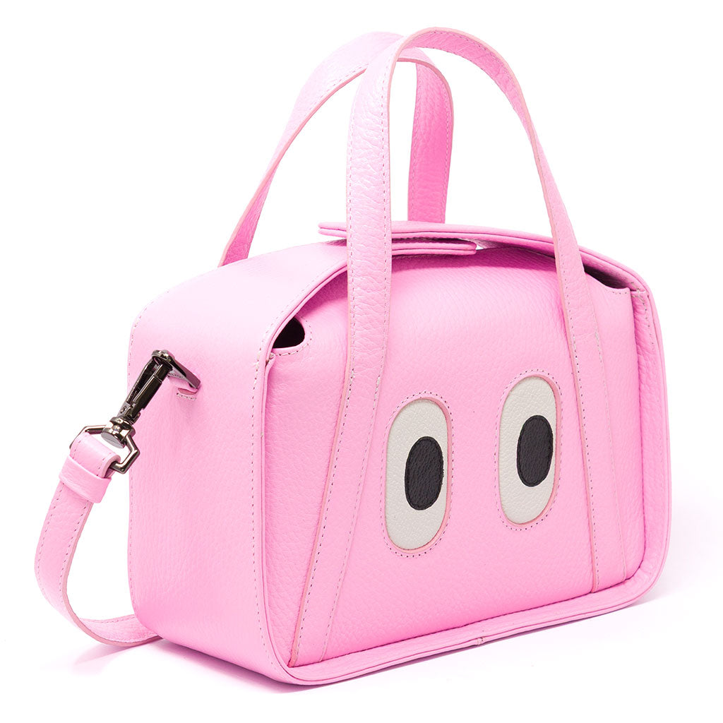 Benji Mini Crossbody Taffy Pink Pink Leather Bag - Eyes Engraved