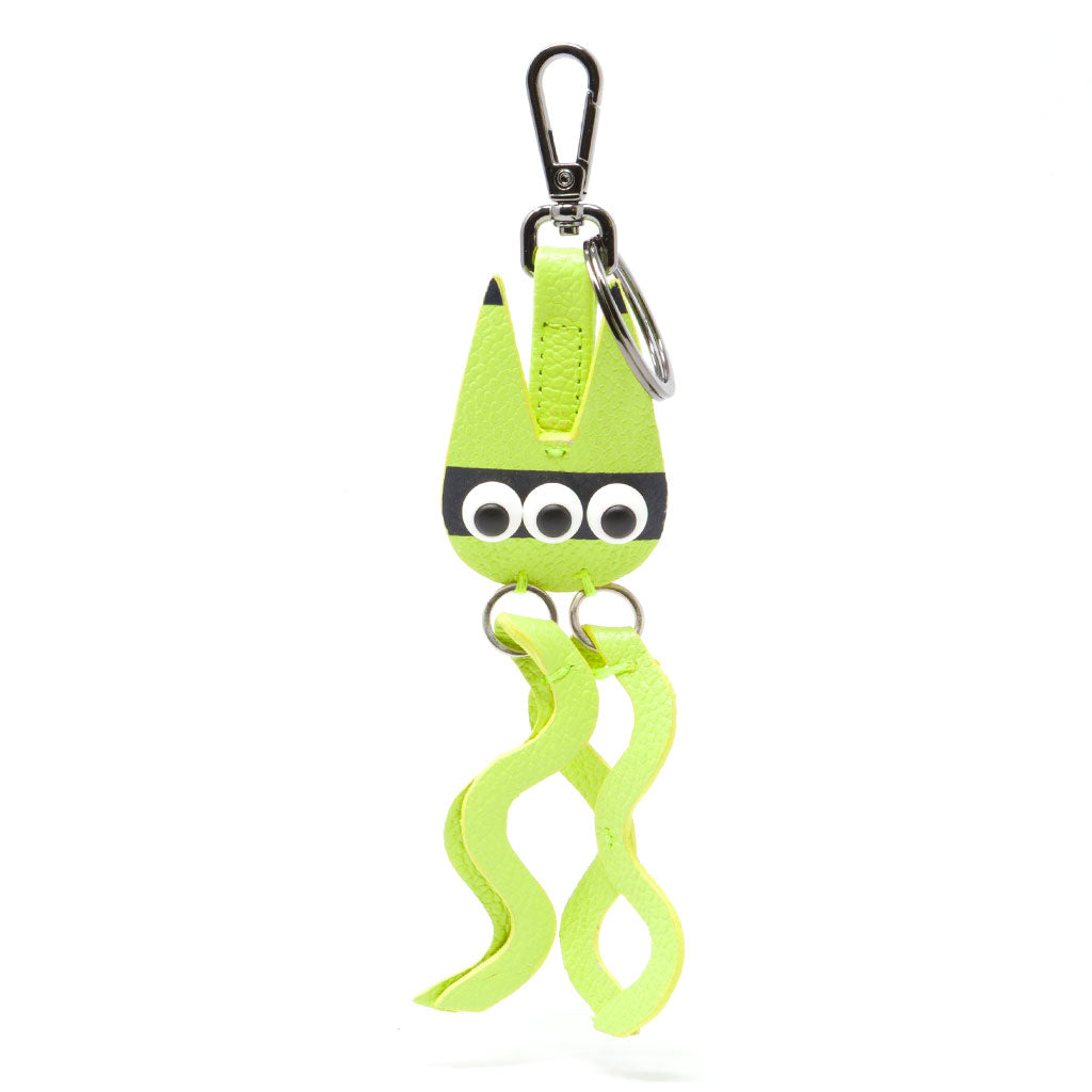 Cosmic Cat Charm - Sharp Green Leather Keychain – Min & Mon