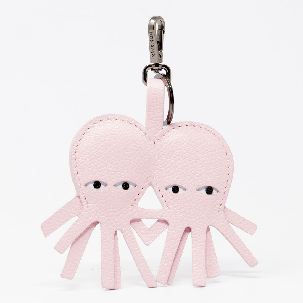 Octopus Twins Charm - Parfait Pink Leather Keychain – Min & Mon