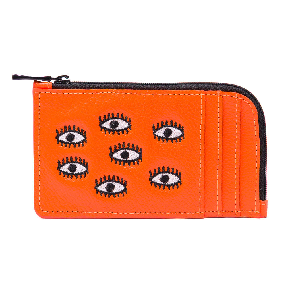 Fausto Wallet - Neon Orange All Over Eyes Embroidery – Min & Mon
