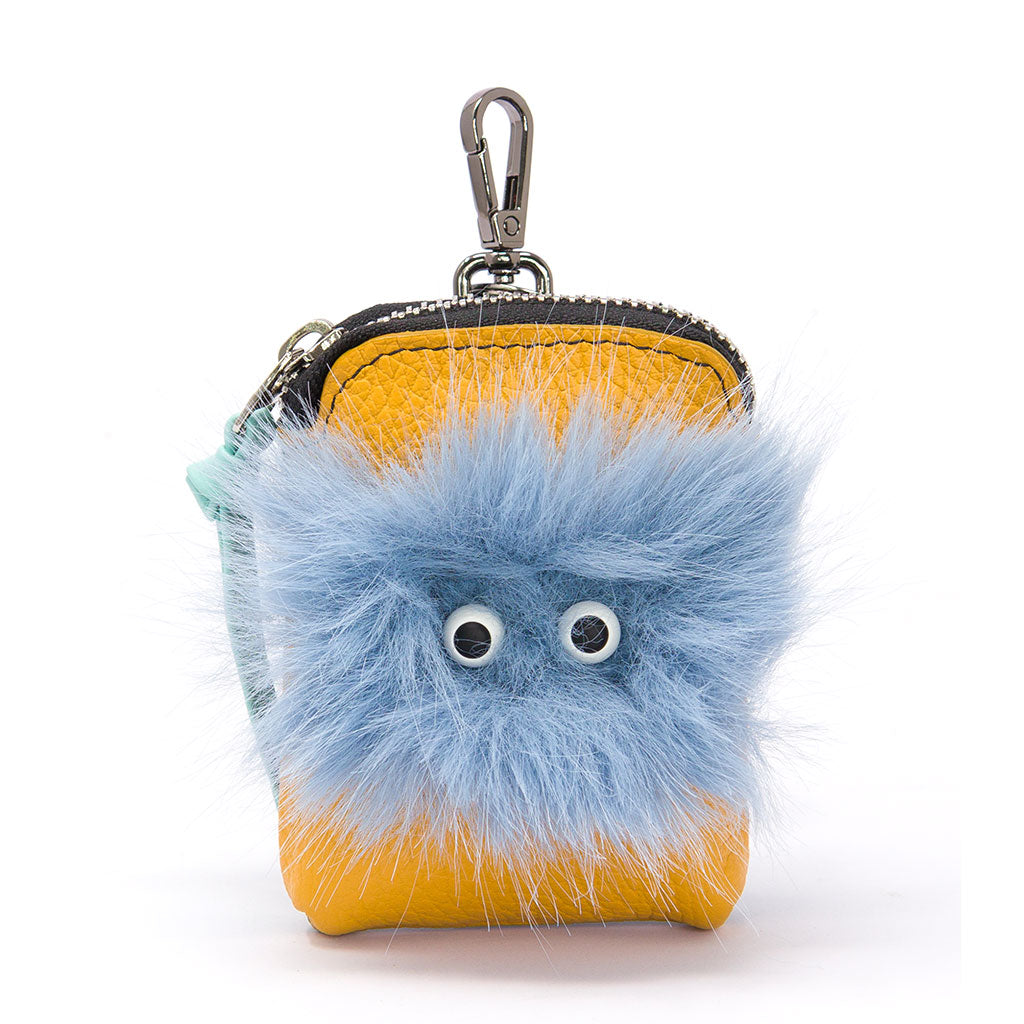 Florence Pouch Charm - Golden Glow Leather Keychain Fuzzy Monster