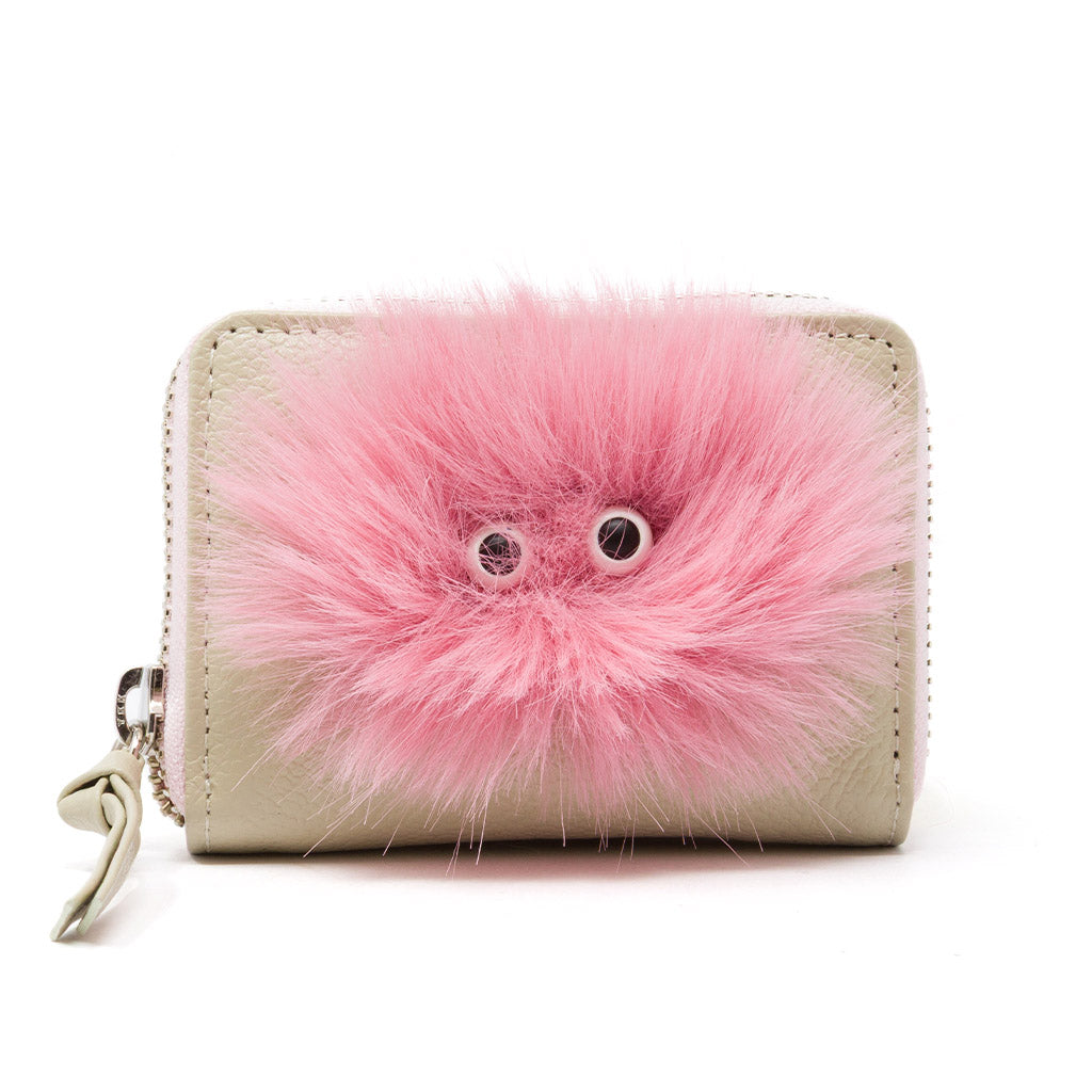 Frodo Gravel Beige Leather Zip Around Wallet - Fuzzy Monster
