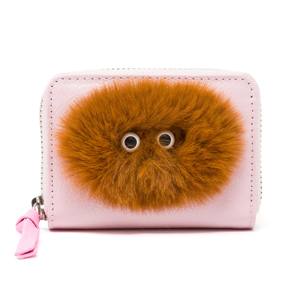 Frodo Parfait Pink Leather Zip Around Wallet - Fuzzy Monster