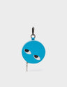 Blue Leather Pouch Charm - Keychain with Eyes Debossed