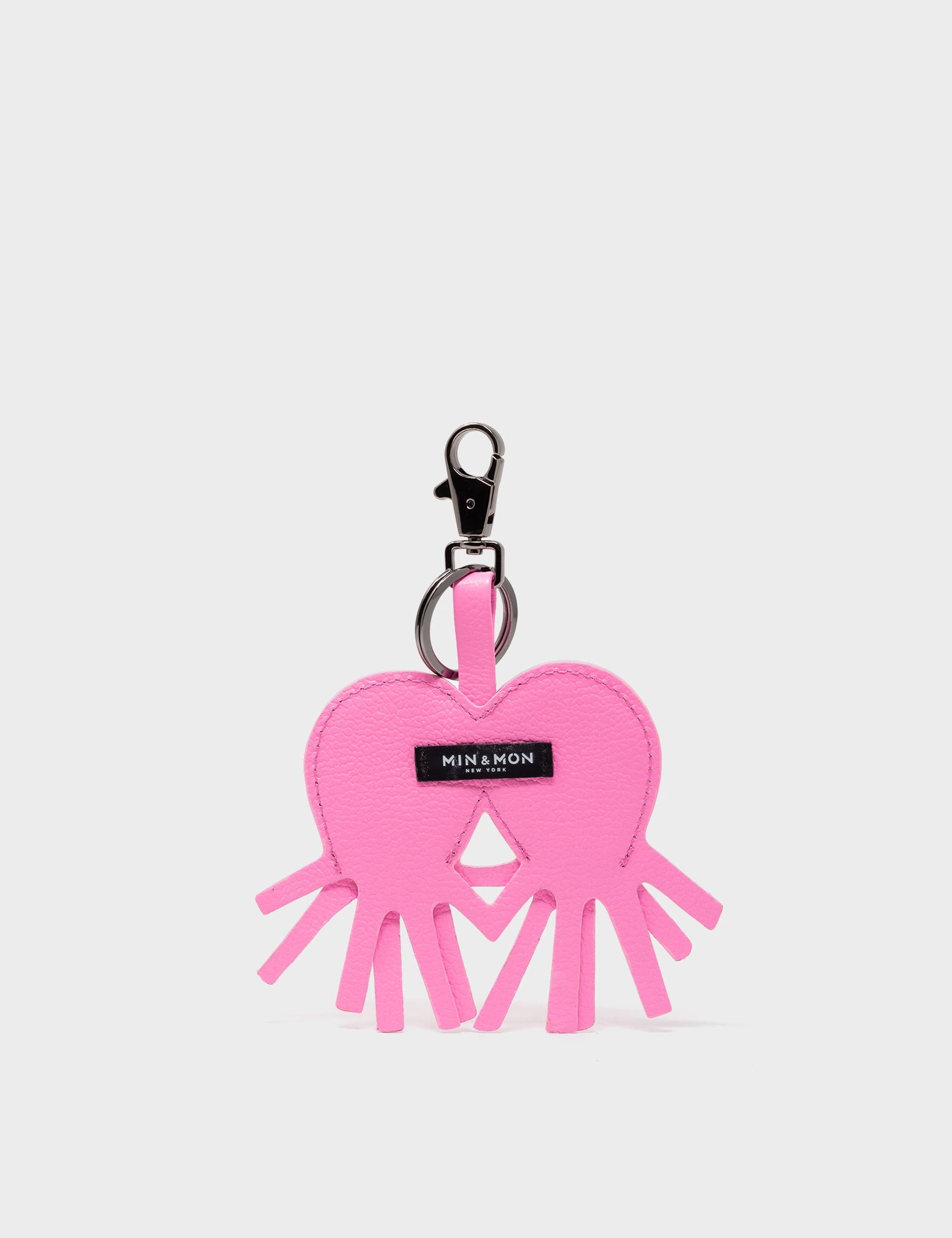 Octopus twins Charm - Bubblegum Pink Leather Keychain - Back 