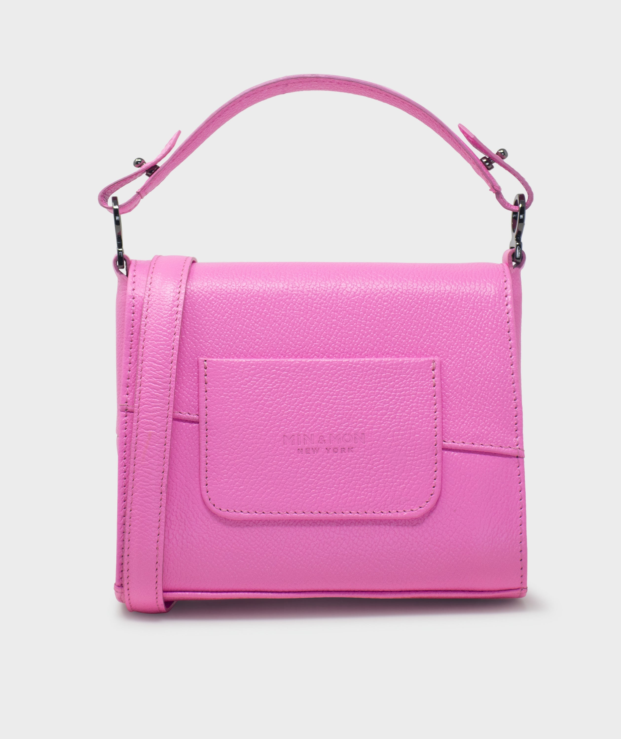 Anastasio Micro Crossbody Handbag Bubblegum Pink Leather - Eyes Embroidery - Back view