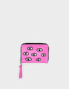 Frodo Bubblegum Pink Leather Zip Around Wallet - Eyes Embroidery