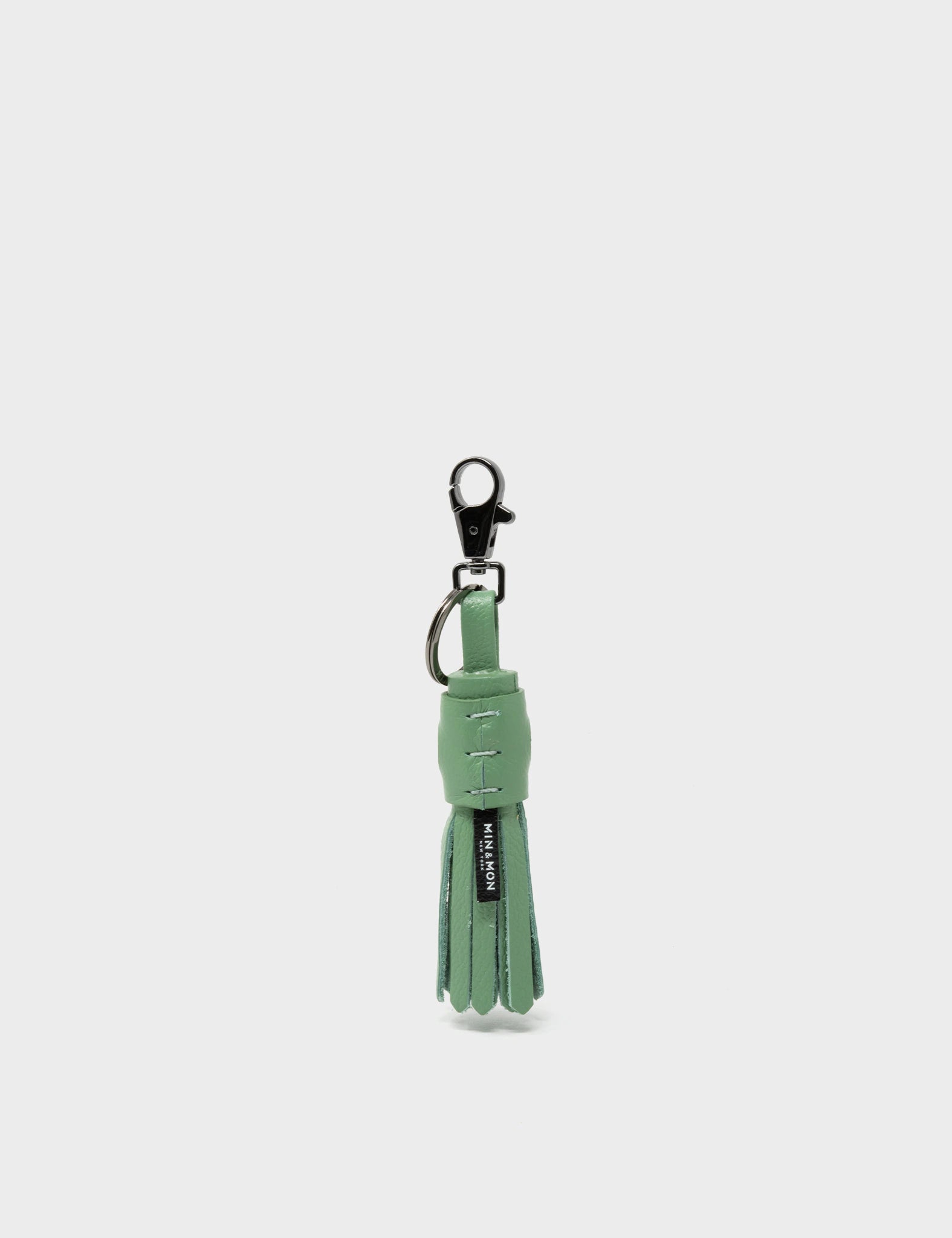 Squid Charm - Basil Green Leather Keychain - Back 