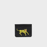Filium Black Leather Cardholder - Tiger Embroidery - front