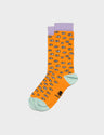 Orange and Lilac Socks - All Over Eyes - Left