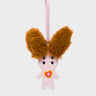 Fluffy Fella Charm - Parfait Pink Leather Bag Charm - Front