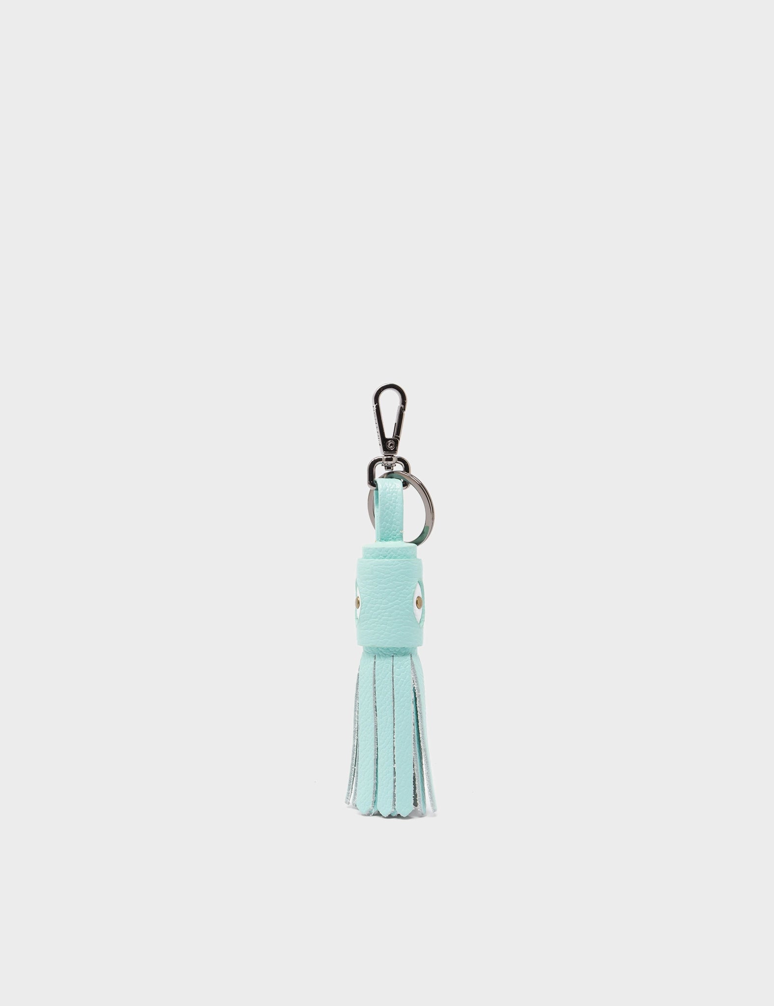Callie Marie Hue Charm - Eggshell Blue Leather Keychain - Front