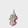 Tiger and Snake Charm - Gravel Beige Leather Keychain - Front