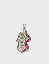 Tiger and Snake Charm - Gravel Beige Leather Keychain