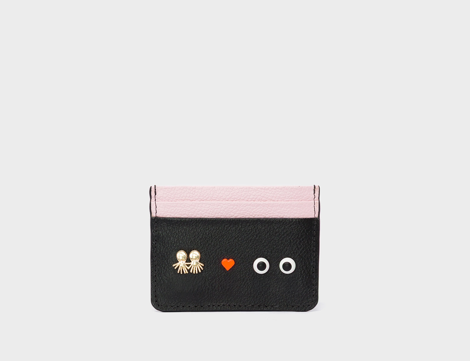 Filium Black Leather Cardholder - Studs - Front