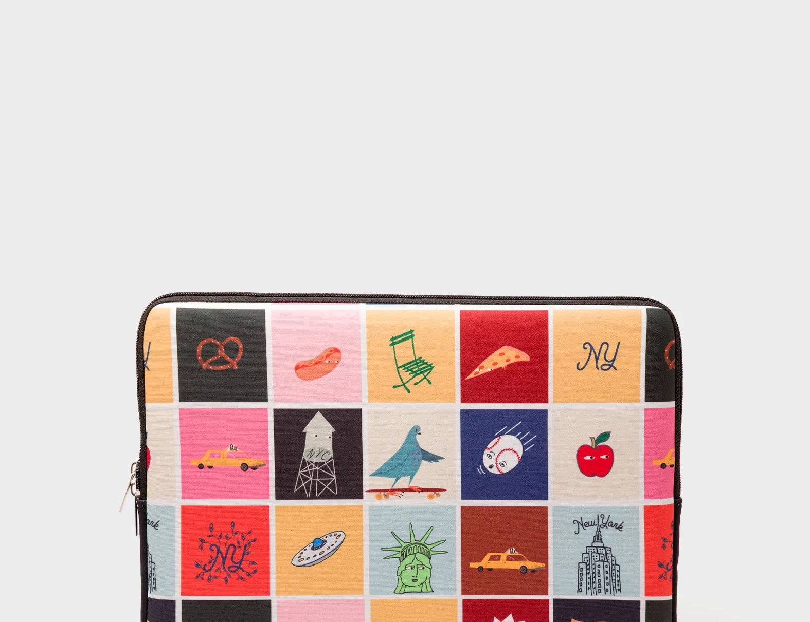 Black Neoprene Laptop Cover - New York Bingo Design