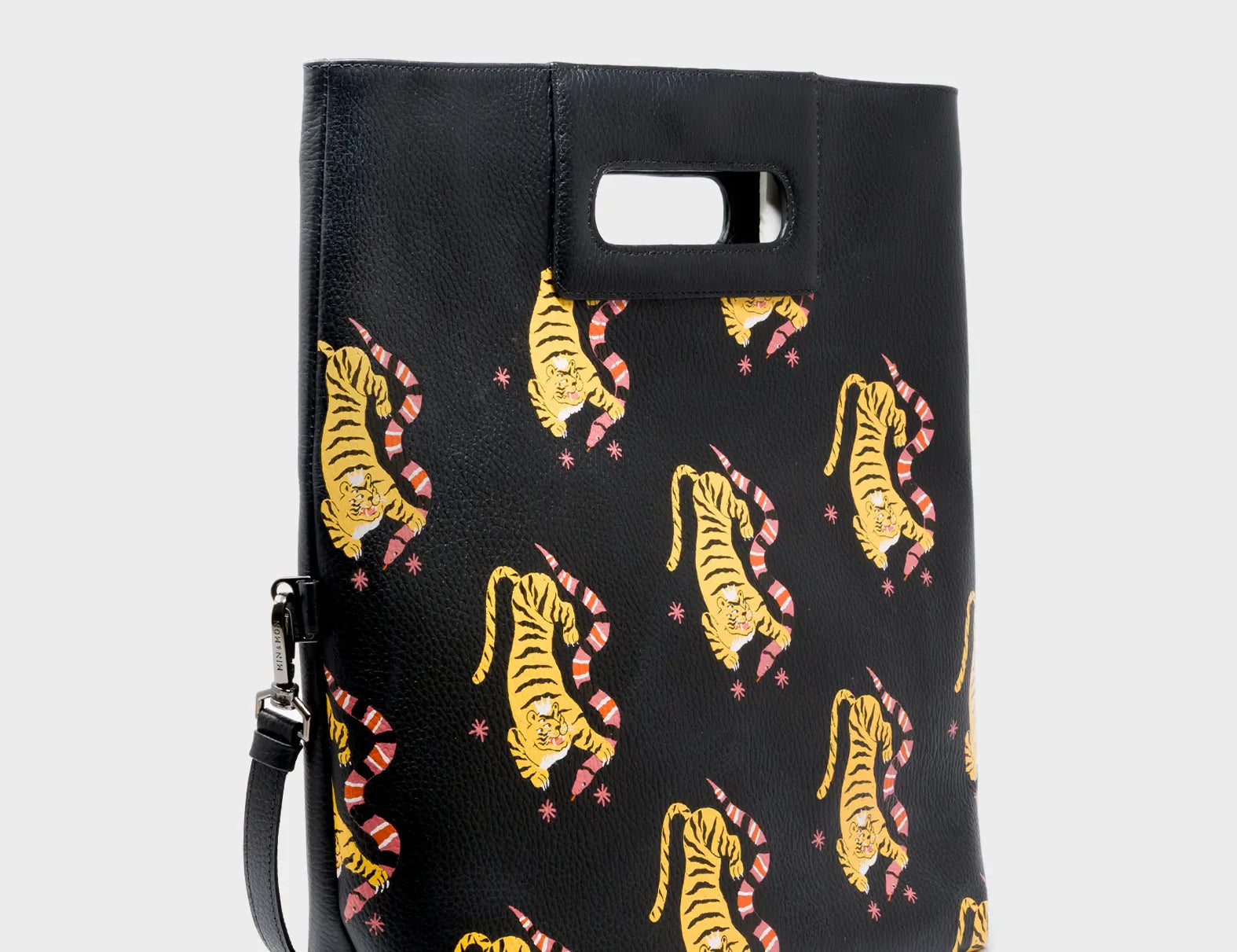 Milo Convertible Crossbody Bag - Black Leather Creatures of the Future Print - Main View