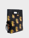 Milo Convertible Crossbody Bag - Black Leather Creatures of the Future Print
