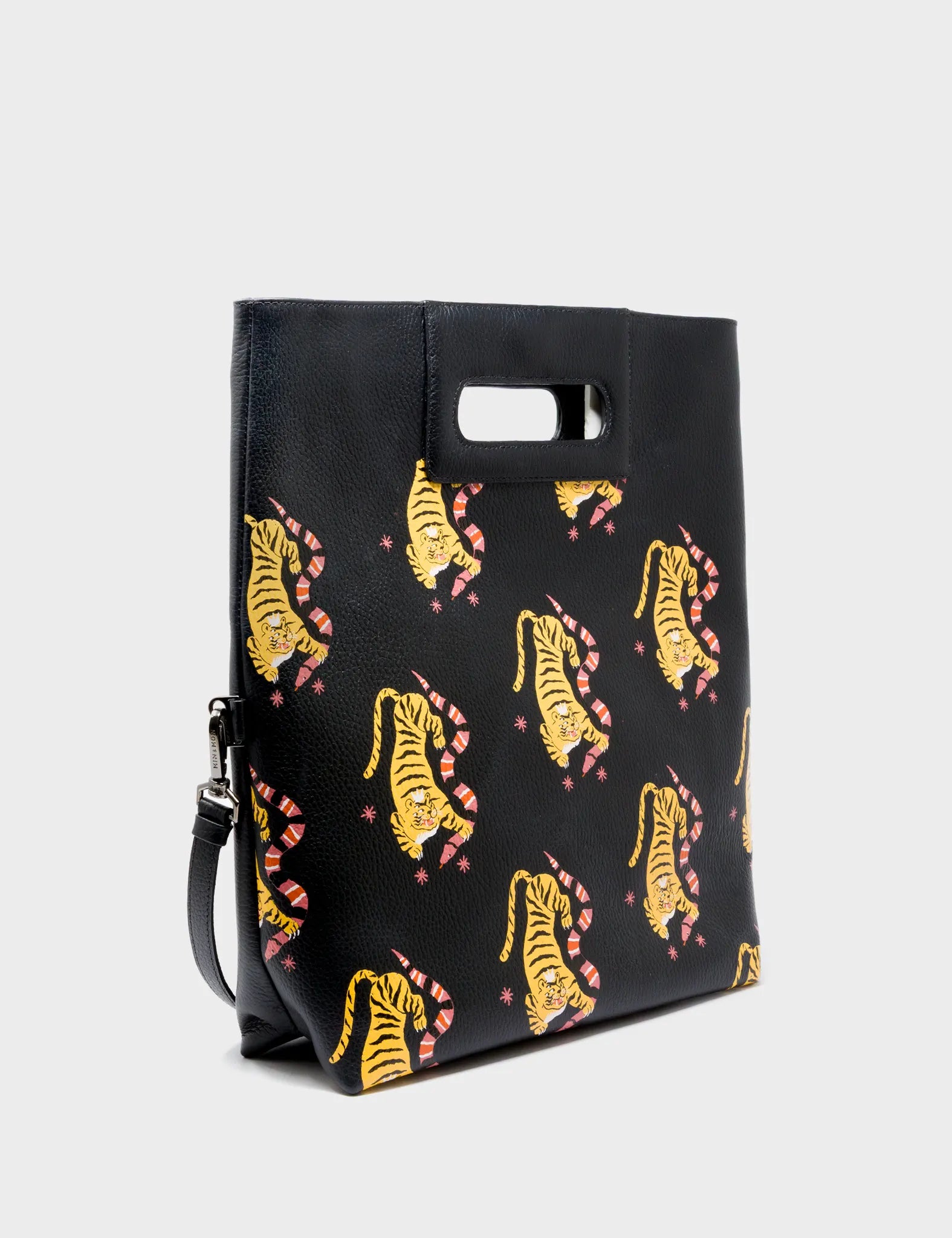 Milo Convertible Crossbody Bag - Black Leather Creatures of the Future Print - Main View