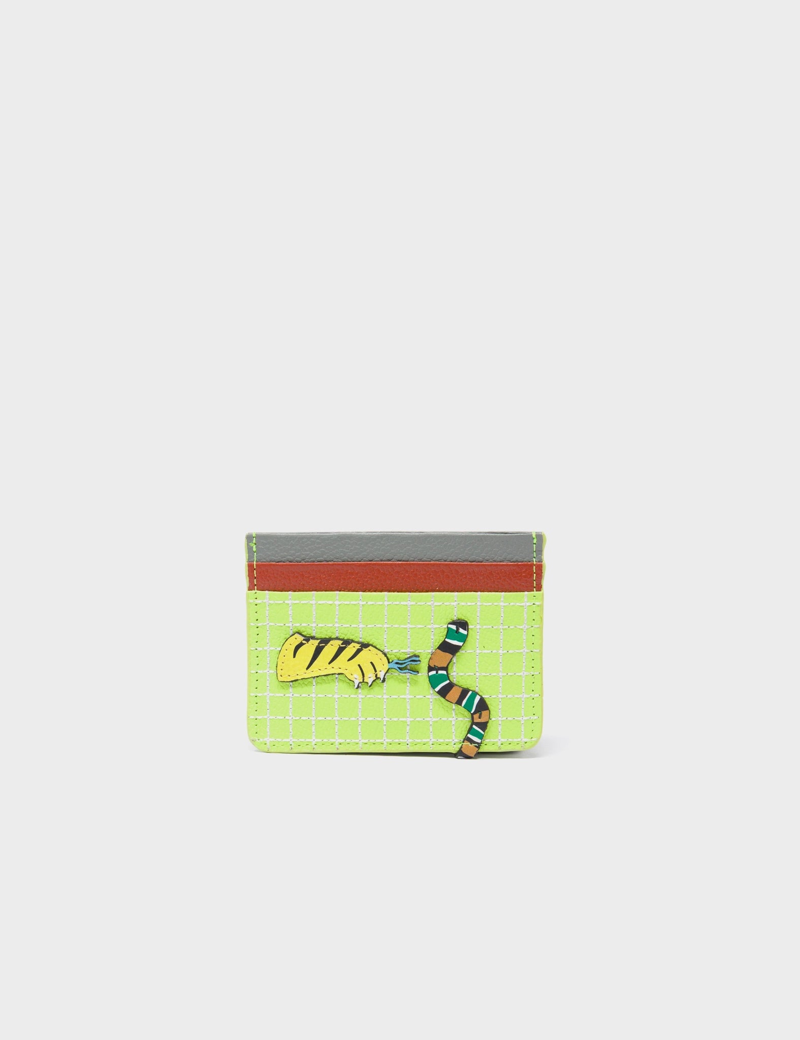 Filium Sharp Green Leather Cardholder - Paw Applique - Front