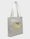 Matt Moonwalk Gray Leather Tote Bag - Winged Tiger Embroidery