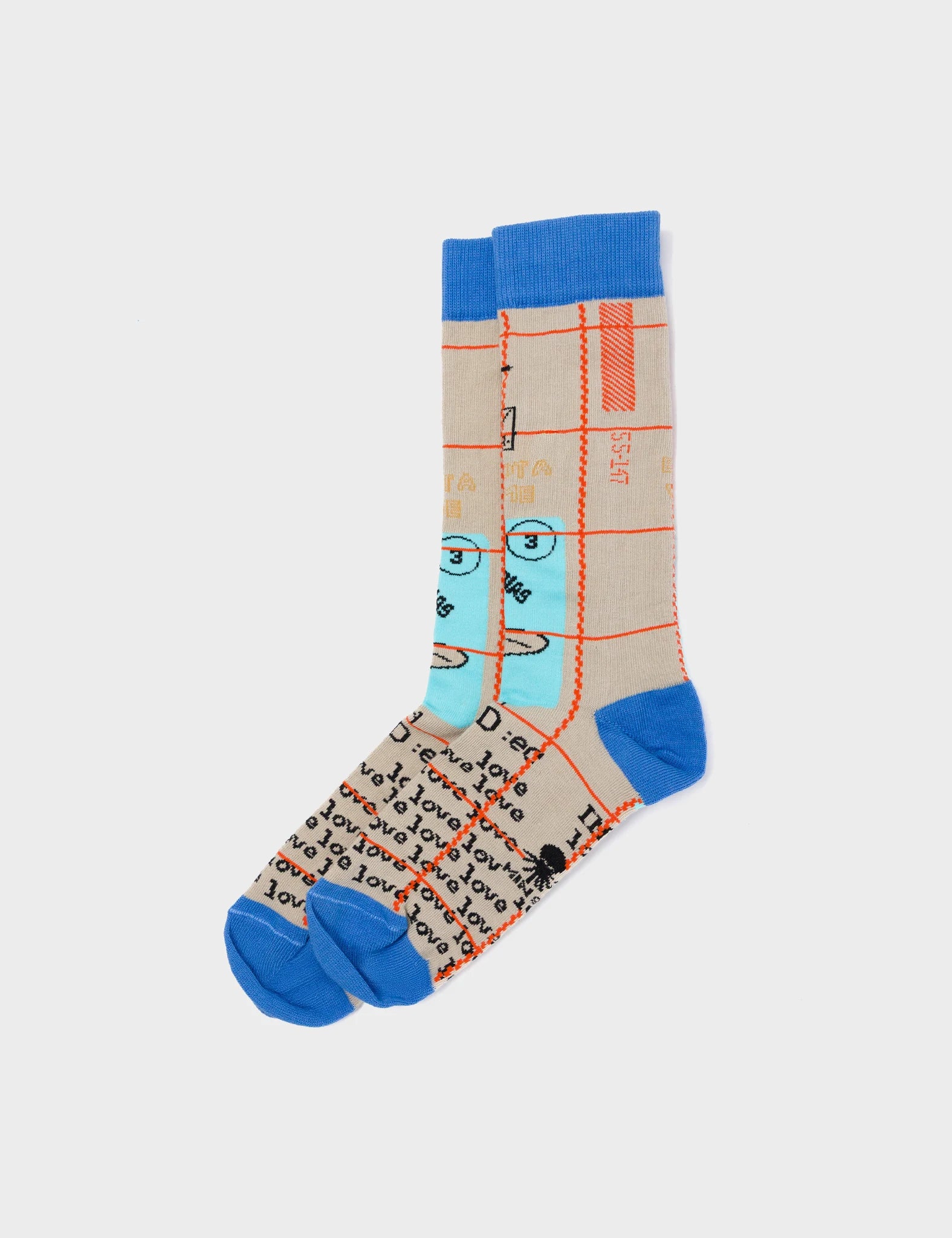 Light Blue and Beige Socks - Kind Type - Left side